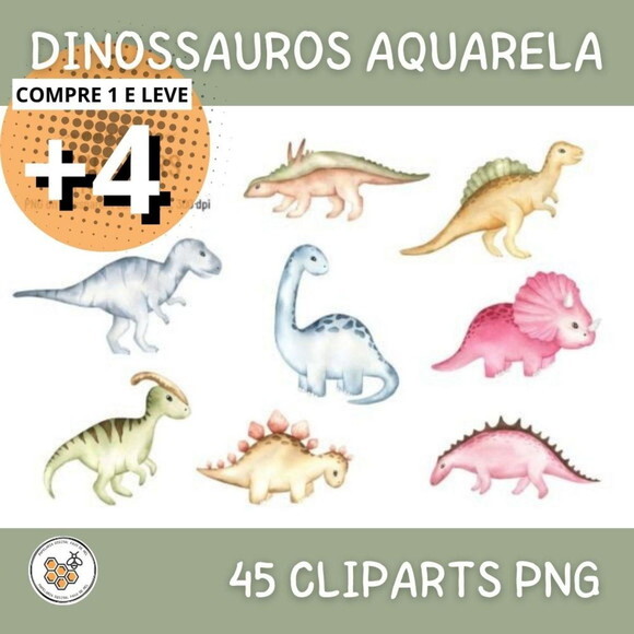 Kit Digital Dinossauros Aquarela - World Of Dinosaurs