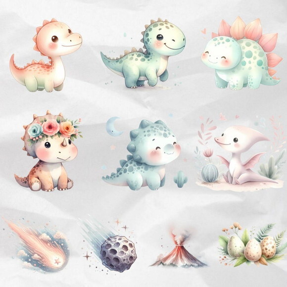 Kit Digital Dinossauros Candy Aquarela (ddm)