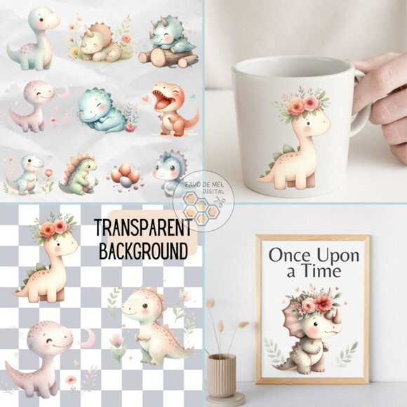Kit Digital Dinossauros Candy Aquarela (ddm)