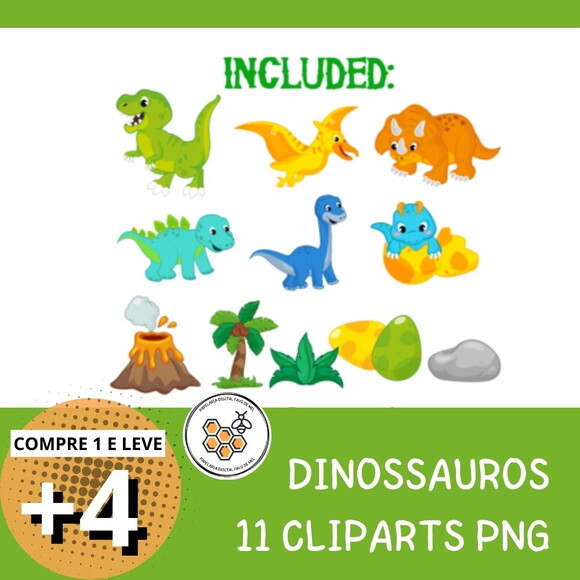 Kit Digital Dinossauros Coloridos - Colorful Dinosaurs Dipa