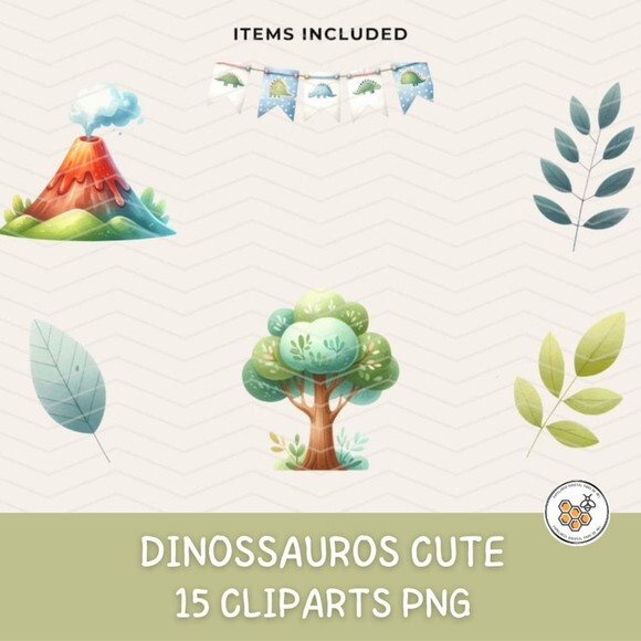 Kit Digital Dinossauros Cute Baby Aquarela
