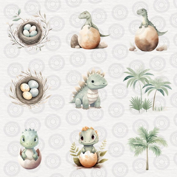 Kit Digital Dinossauros Fofos - Cute Dinosaurs