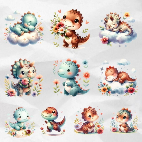 Kit Digital Dinossauros Fofos - Cute Dinosaurs (ddm)