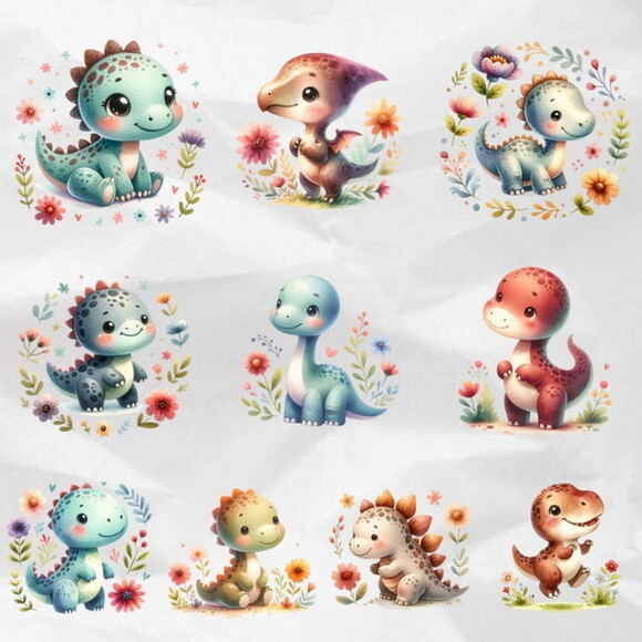 Kit Digital Dinossauros Fofos - Cute Dinosaurs (ddm)