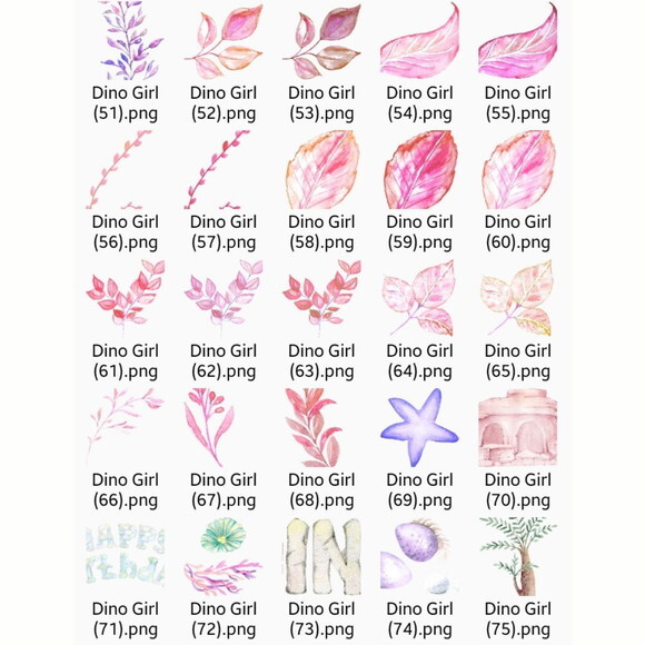 Kit Digital Dinossauros Menina Aquarela