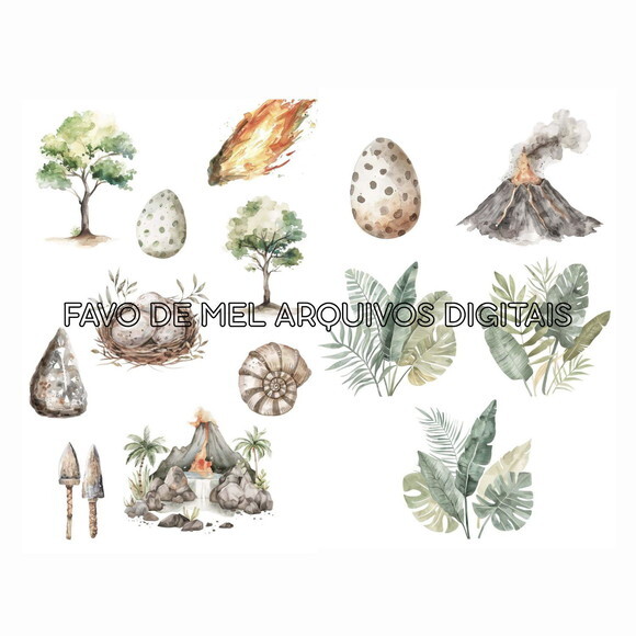 Kit Digital Dinossauros Minimalista Aquarela Premium #47