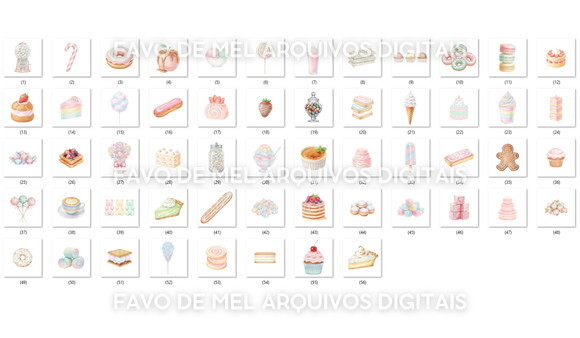Kit Digital Doces Guloseimas Confeitaria Aquarela Candy #17
