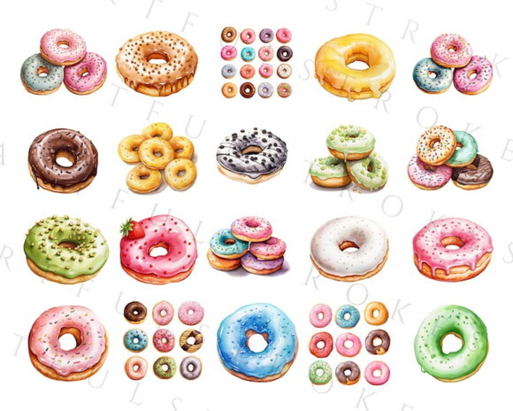 Kit Digital Donuts Aquarela (artfs)
