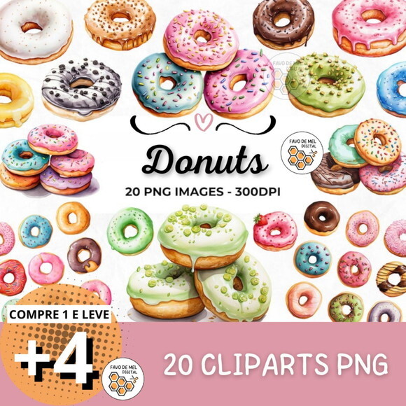 Kit Digital Donuts Aquarela (artfs)