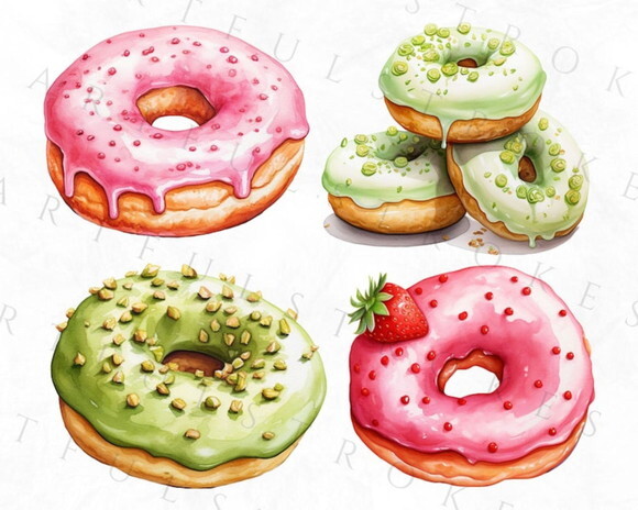 Kit Digital Donuts Aquarela (artfs)