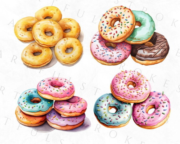 Kit Digital Donuts Aquarela (artfs)