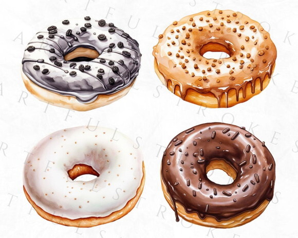Kit Digital Donuts Aquarela (artfs)