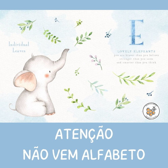 Kit Digital Elefantinho Baby Azul Aquarela - Lovely Elephant