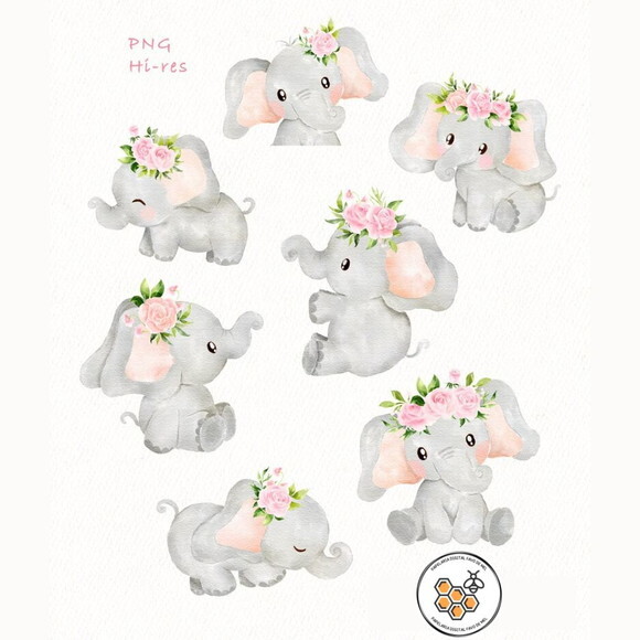 Kit Digital Elefantinho Rosa 01 - Pink Baby Elephant