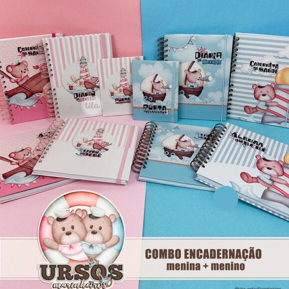 Kit Digital Encadernação - Ursinhos Marinheiros