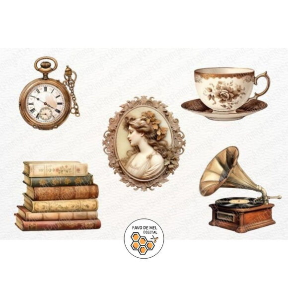 Kit Digital Elementos Vintage - Antique Collection