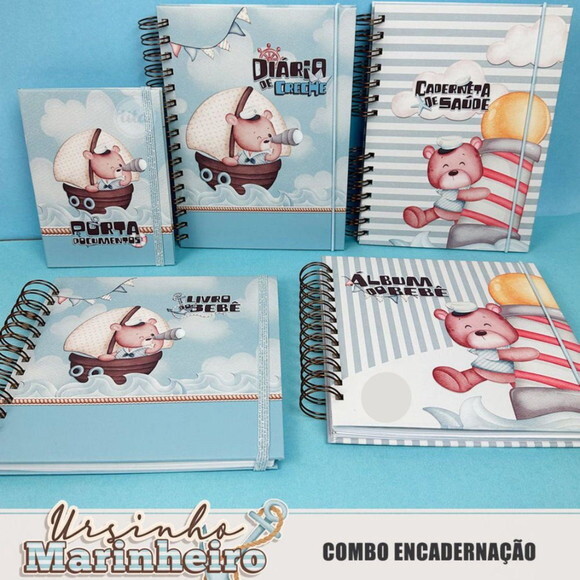 Kit Digital Encadernação - Ursinhos Marinheiros