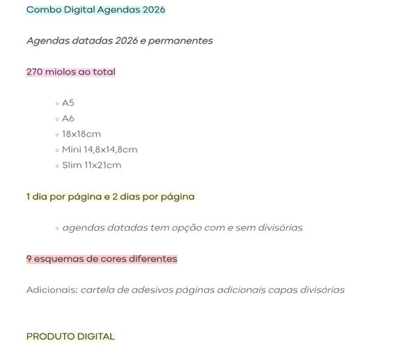 Kit Digital Encadernação Agendas 2026