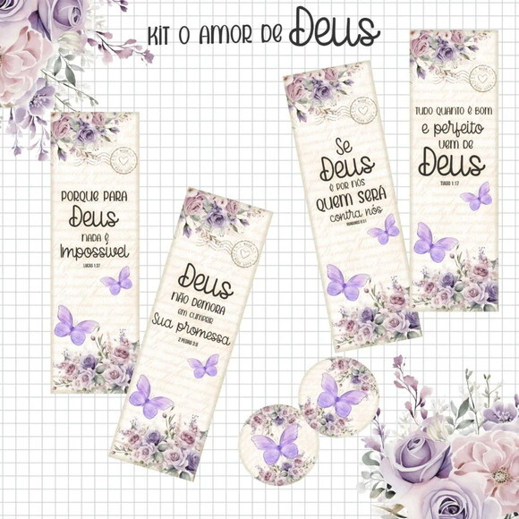 Kit Digital Encadernação Cristã - Amor de Deus - Mimos