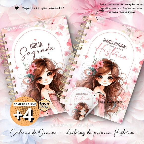 Kit Digital Encadernação Cristã - Bíblia e Caderno de Oraçã