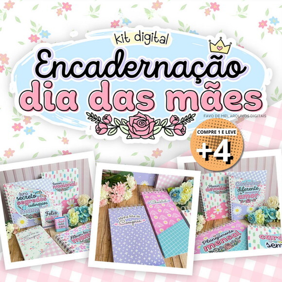 Kit Digital Encadernação Dia das Mães 2023 pdf Png
