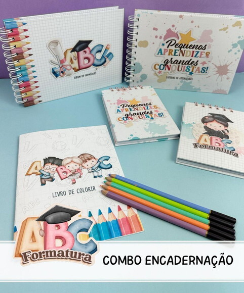 Kit Digital Encadernação Formatura Abc - Menino e Menina