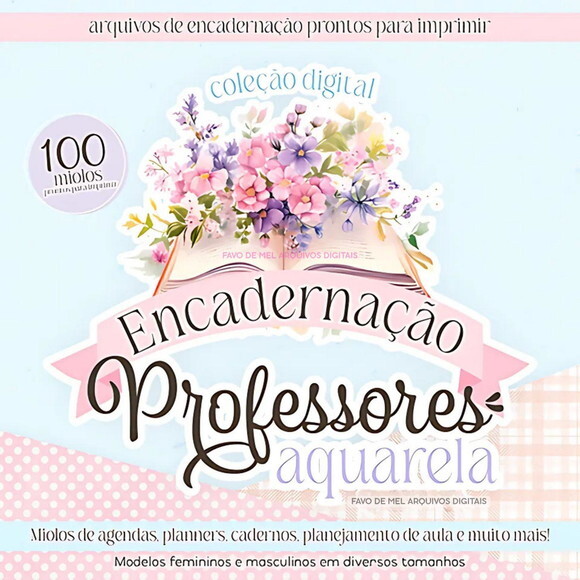 Kit Digital Encadernação Professores Aquarela