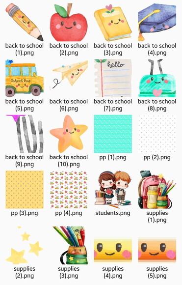 Kit Digital Escolar Cute Png Formatura Abc - Volta às Aulas