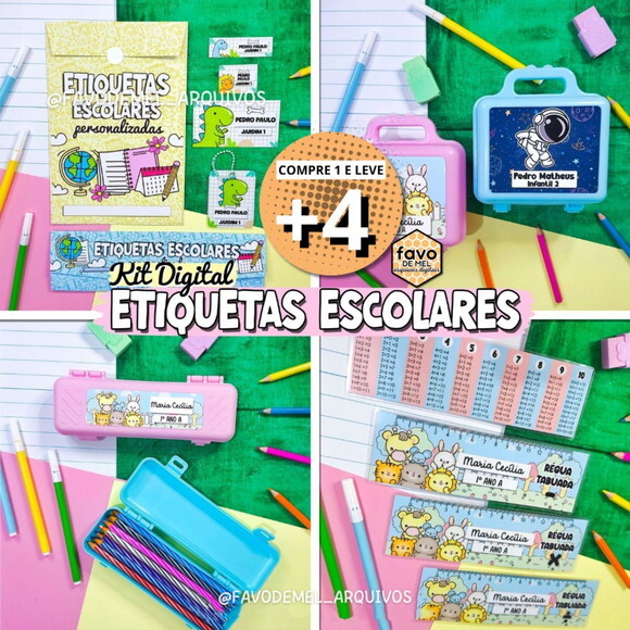 Kit Digital Etiquetas Escolares 2025 #1 (pague 1 Leve +4) Dj