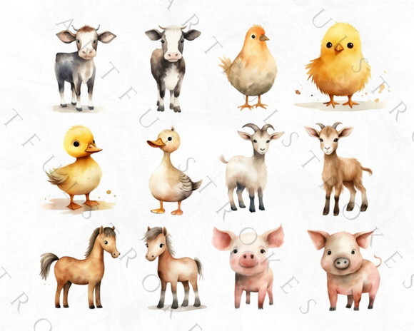 Kit Digital Fazendinha Aquarela - Farmyard (artfs)