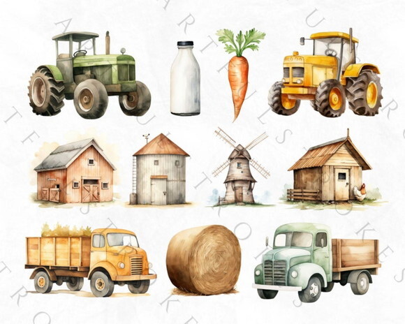 Kit Digital Fazendinha Aquarela - Farmyard (artfs)