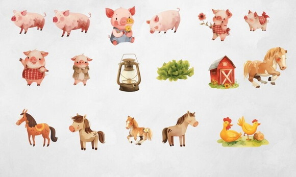 Kit Digital Fazendinha Aquarela Premium - Country Farm (tpa)