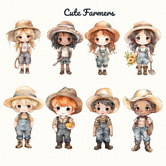 Kit Digital Fazendinha Aquarela Premium - Cute Farm Cc