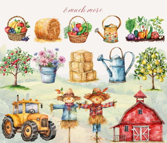Kit Digital Fazendinha Aquarela Premium - Farm Friends