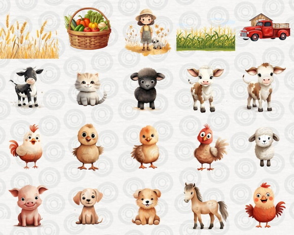 Kit Digital Fazendinha Aquarela Premium - Happy Farm (cc)