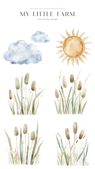 Kit Digital Fazendinha Aquarela Premium Png