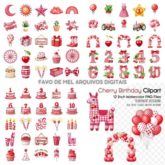 Kit Digital Festa Cerejinha #8 Png Premium Mega Pack