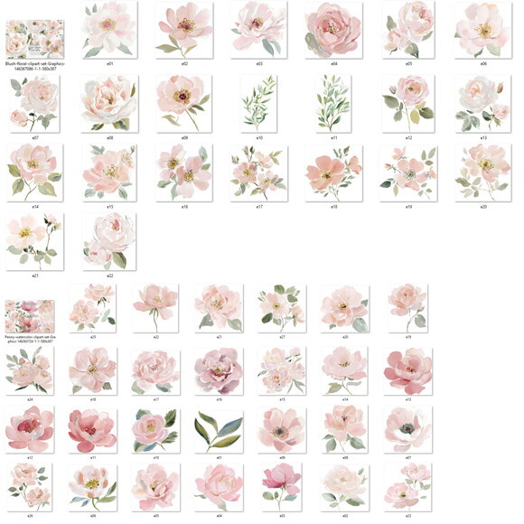 Kit Digital Floral Aquarela - Combo 4 Kits 124 Png