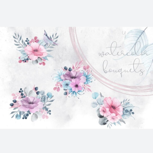 Kit Digital Floral Aquarela - Nocturne