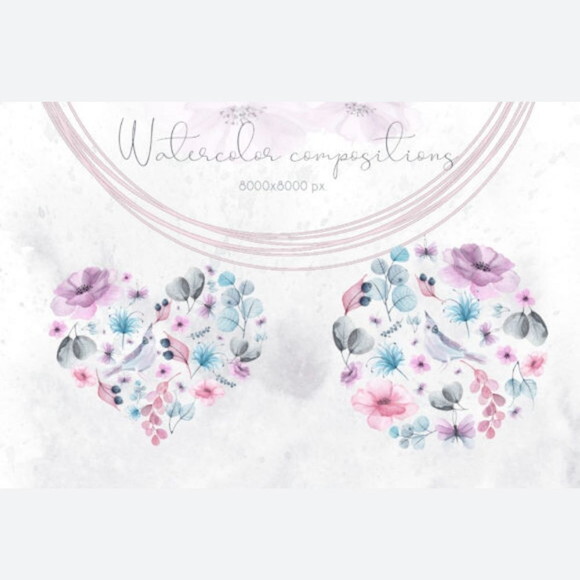Kit Digital Floral Aquarela - Nocturne