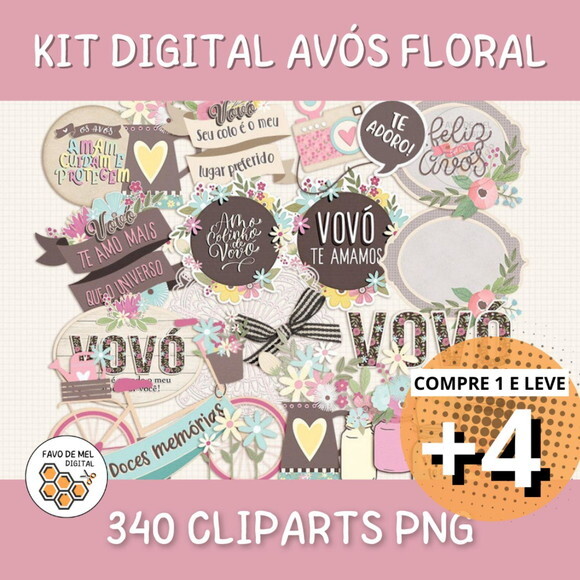 Kit Digital Floral Dia dos Avós