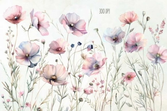 Kit Digital Floral Marsala Aquarela #2 Png