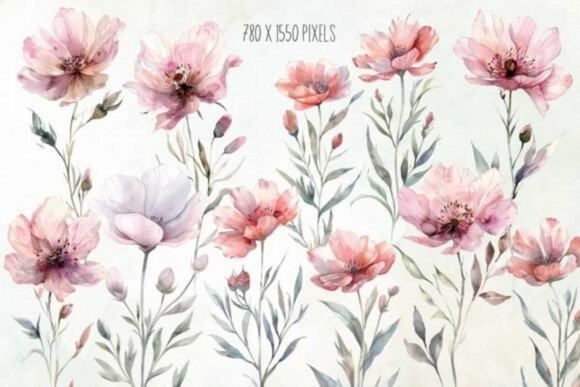 Kit Digital Floral Marsala Aquarela #2 Png