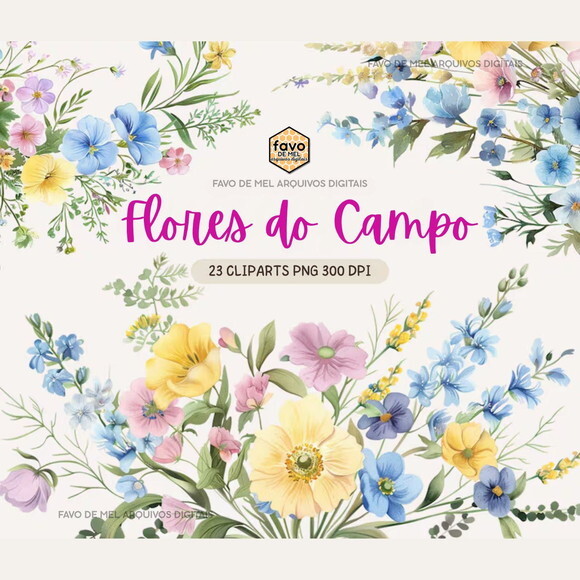 Kit Digital Flores do Campo Aquarela #03 Floral Aquarela Png