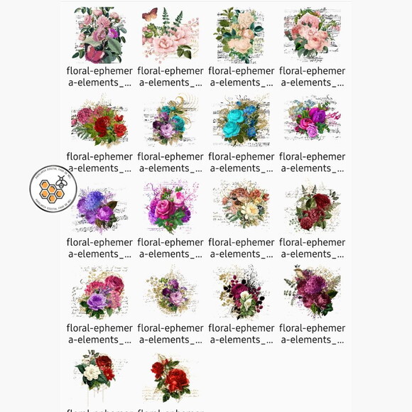 Kit Digital Floral Vintage - Floral Ephemera
