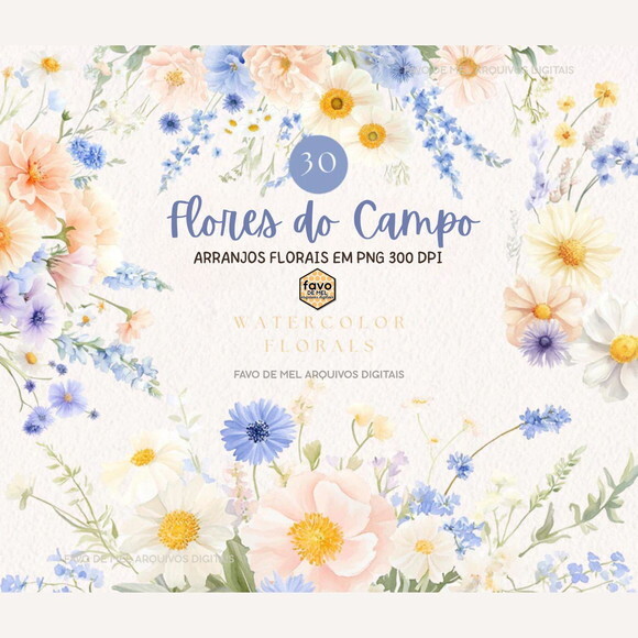 Kit Digital Flores do Campo Aquarela #04 Floral Aquarela Png