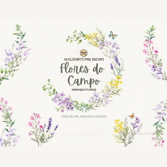 Kit Digital Flores do Campo Aquarela #05 Floral Aquarela Png