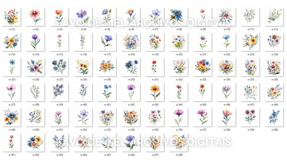 Kit Digital Flores do Campo Aquarela #10 Png