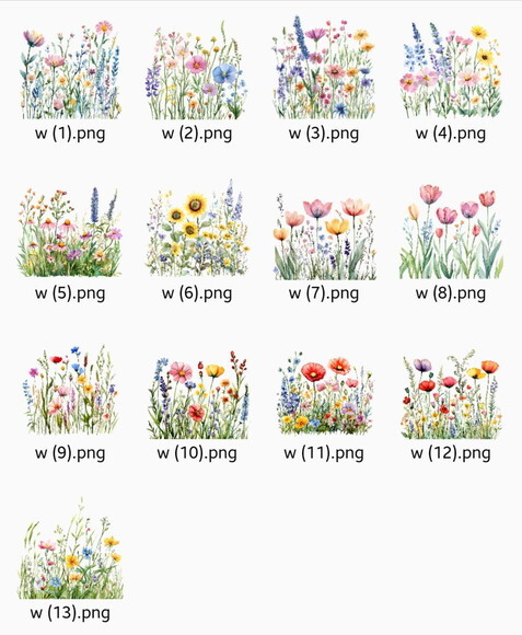 Kit Digital Flores do Campo Aquarela #11 Png