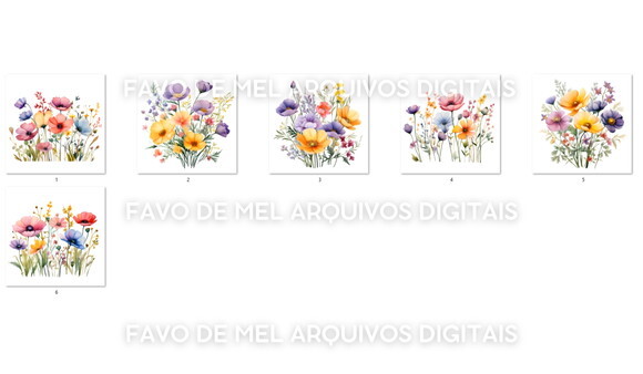 Kit Digital Flores do Campo Aquarela #14 (pague 1 Leve 5)